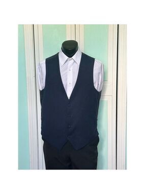 Navy Closed Back Vest Cardi International Wedding Prom Men’s Medium Tall M Long